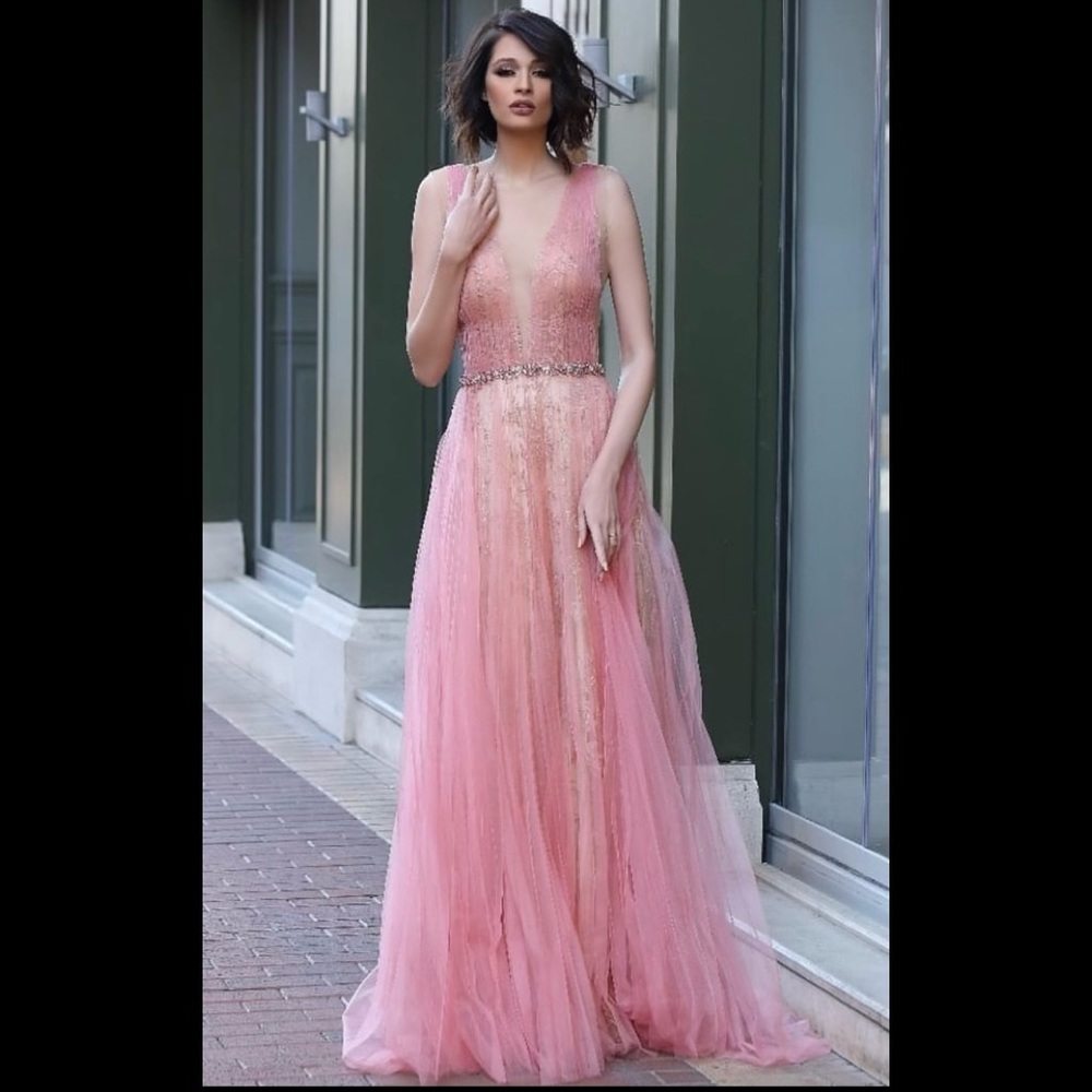 Modessa Couture Peach/Pink Prom Evening Gown  Size 6 Brand New with Tug